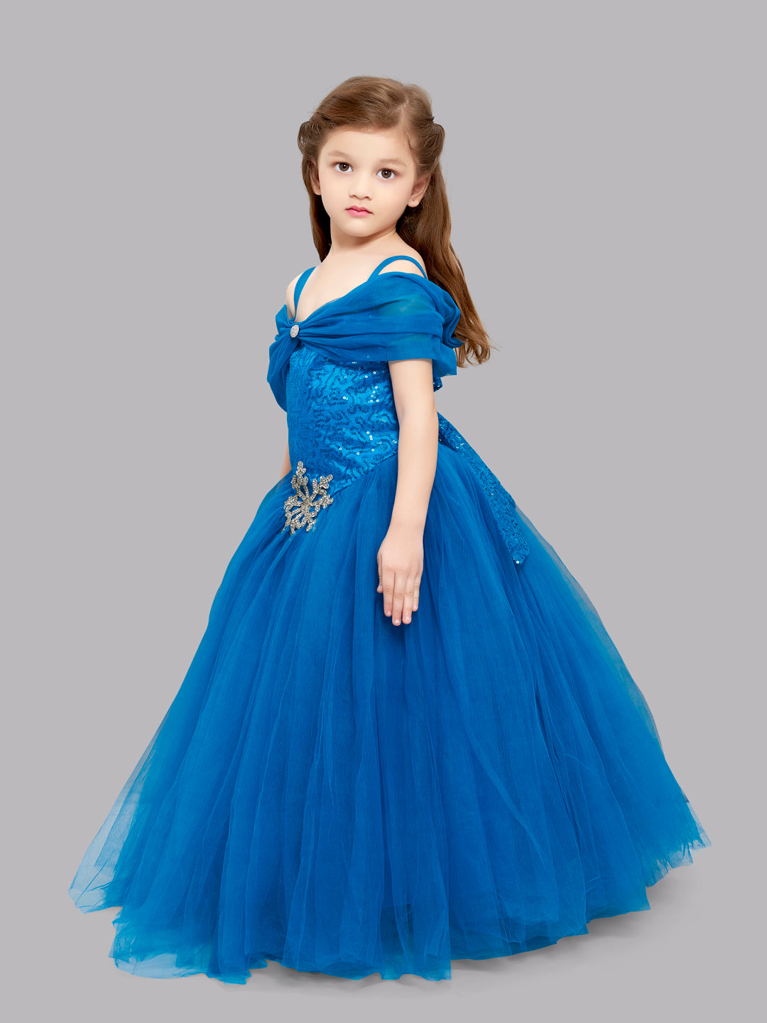 Sky Blue Color Kids Birthday Gown (0674608)